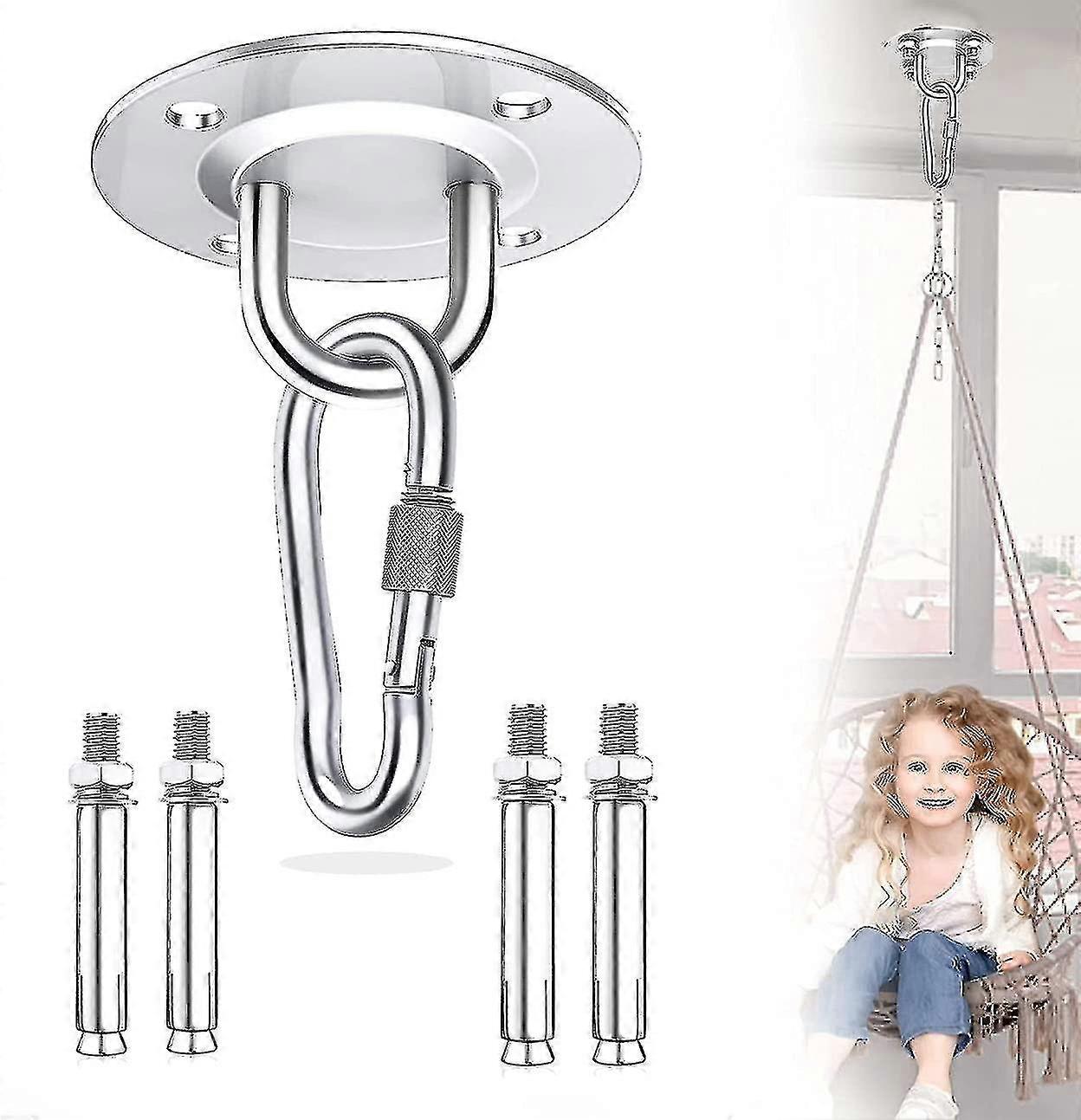 Ceiling Hook Hanging Use 304 Stainless Steel 500kg Load Capacity Hanging Chair Attachment In Beam For Swing Hammock Yoga Punch Bag (silver)