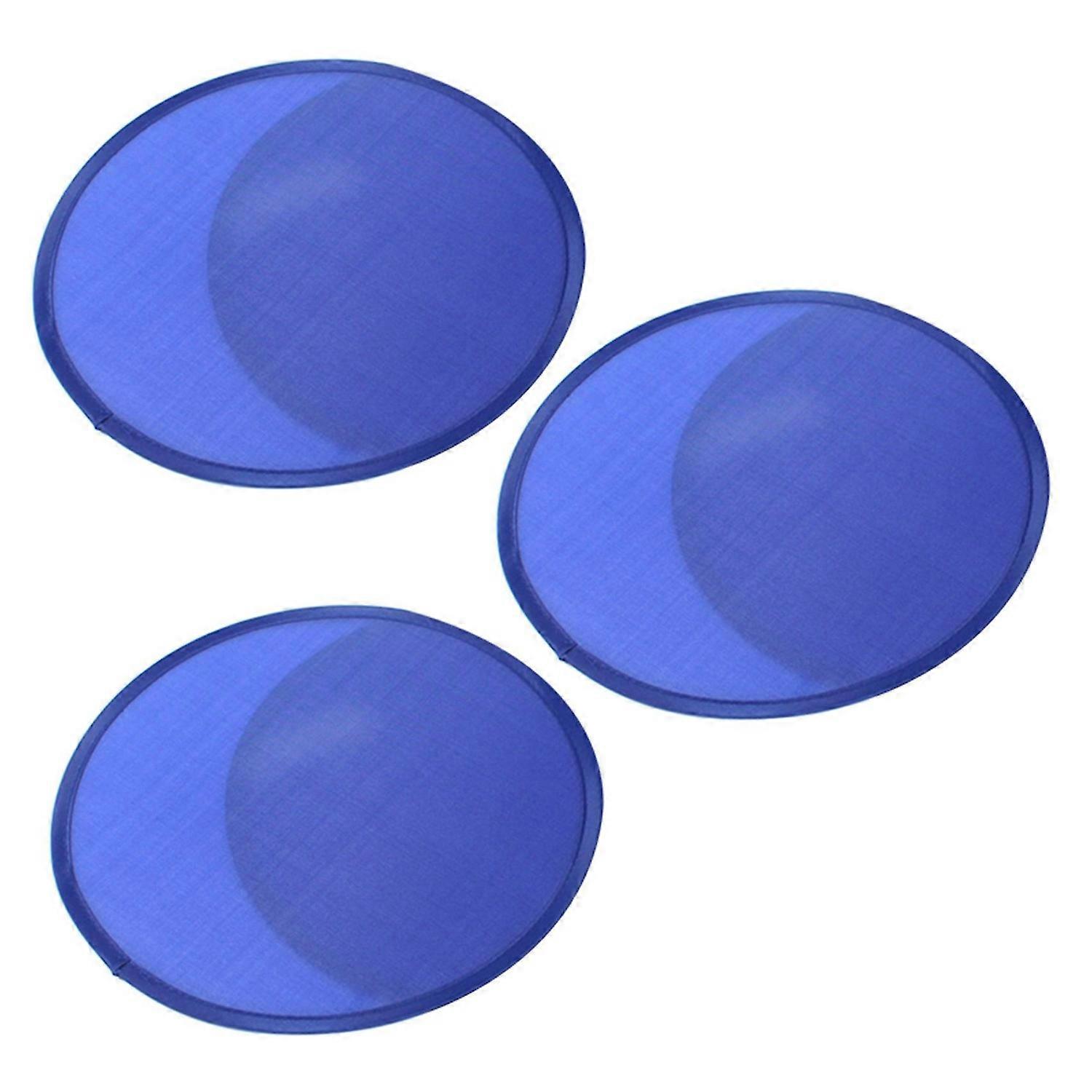 3x Foldable Round Fan-blue