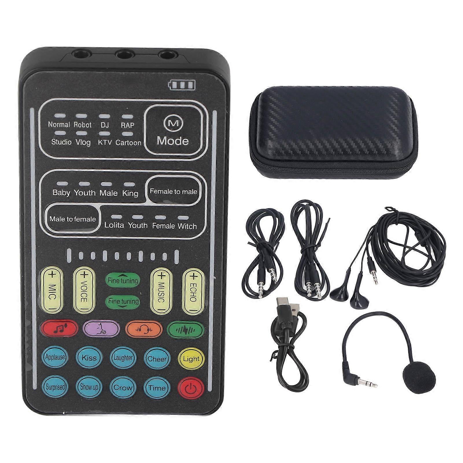 I9 Voice Changer Set Multifunction Portable Recording Mini Sound Card for Game Anchor Recording Computer English Version