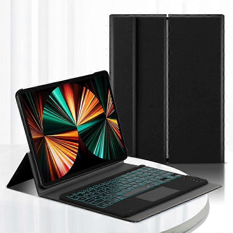 Detachable Bluetooth Touchpad Multi-color Backlit Design Keyboard + Multi-angle Hinge Stand Leather