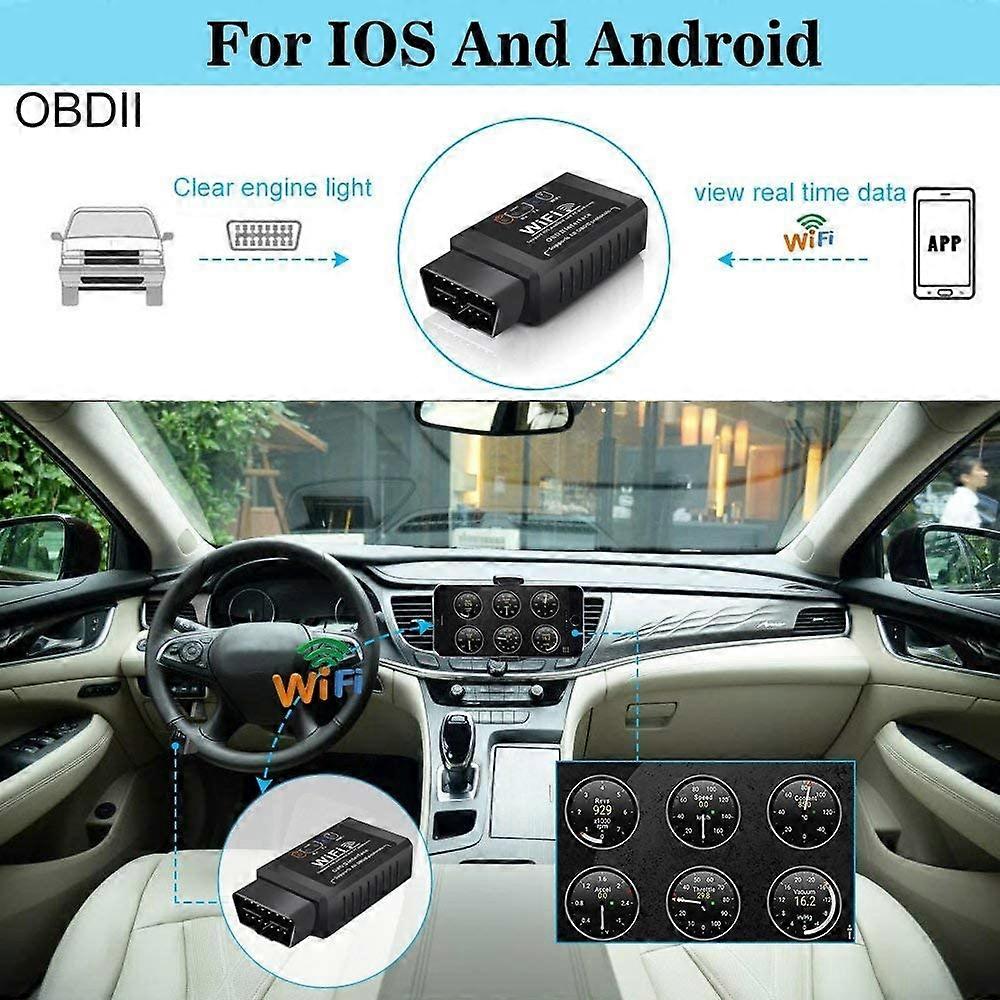 Diagnostic Device WiFi Adapter, Elm327 Wireless Connector, Diagnostic Scanner FO
