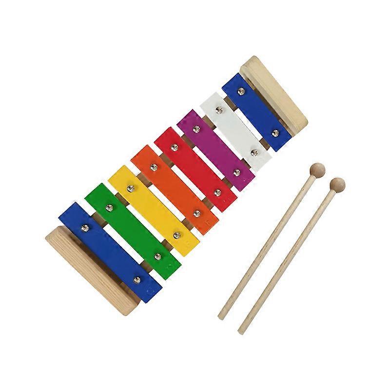 Xilofon pentru copii, lemn, 8 Note, Multicolor