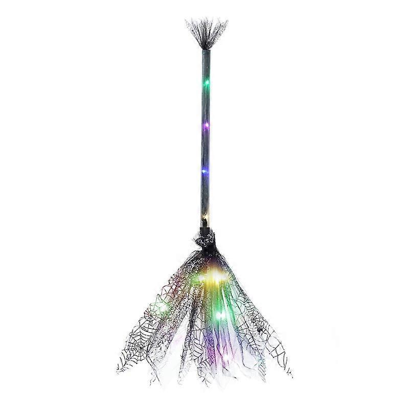 Halloween Witch LED Broom, 1 Piece, Plastic, Black