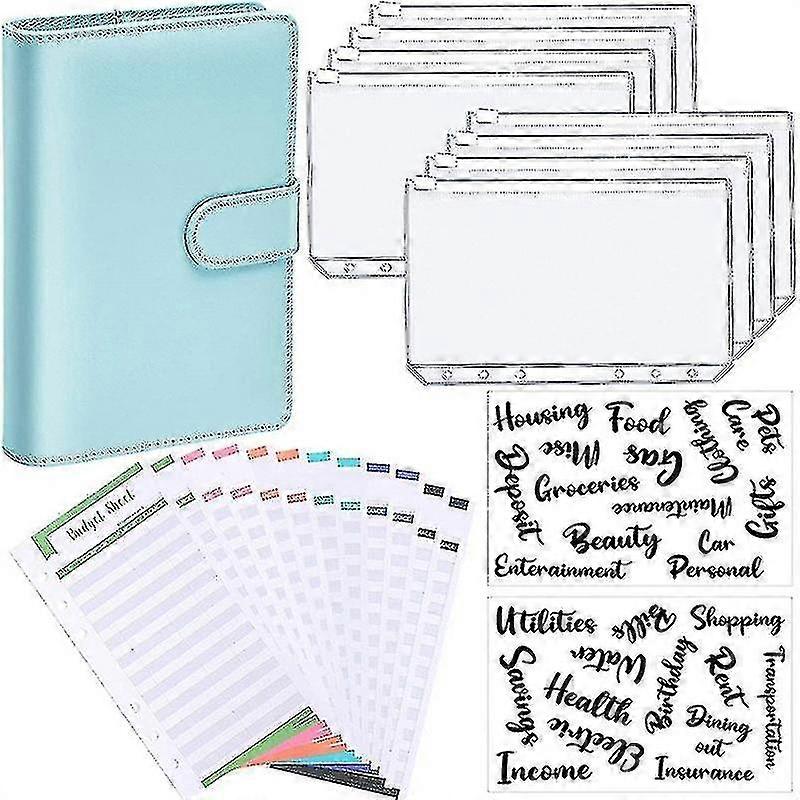 A6 Binder Budget Planner Notebook Covers Folder Size 6 Hole Pockets Plastic Zipper Money Saving Envelope