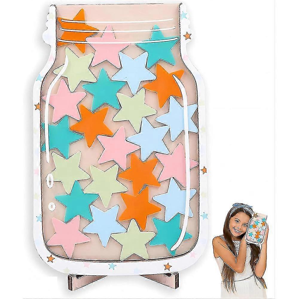 Pot De Récompense Enfant En Bois Avec 45 Jetons Fleurs - Tableau De Comportement Et Motivation (Apprentissage Propreté, Devoirs)