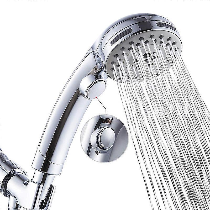 High Pressure 5 Setting Shower Head Hand-Held with ON/OFF Switch and Spa Spray Mode - Hand Held Shower Head with Handheld Spray - Shower Head with Hos