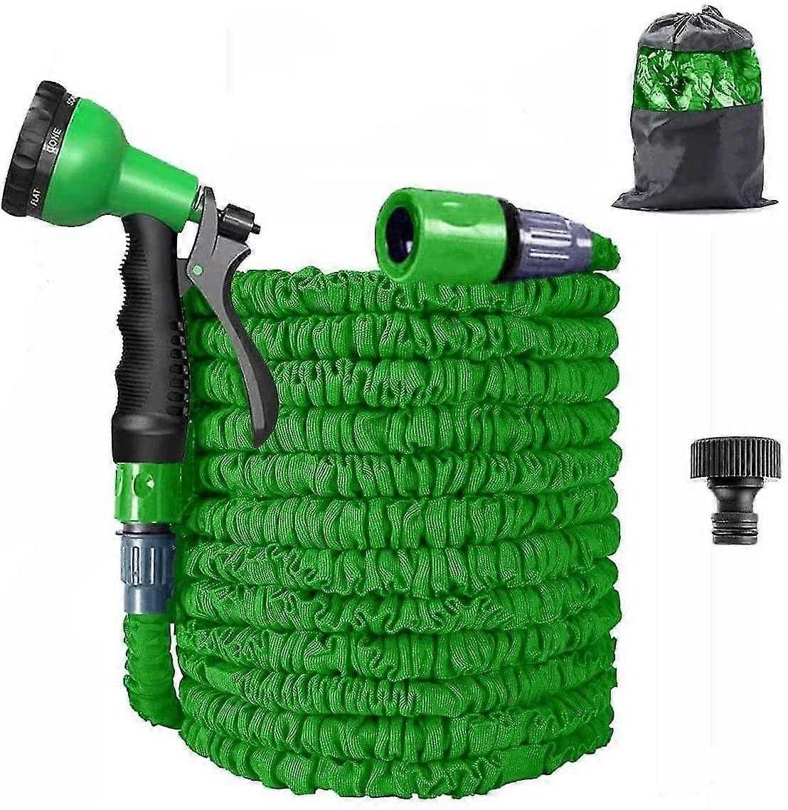 Garden Hose 50ft Expandable Latex Core With 8 Function Nozzles Garden Clean Green
