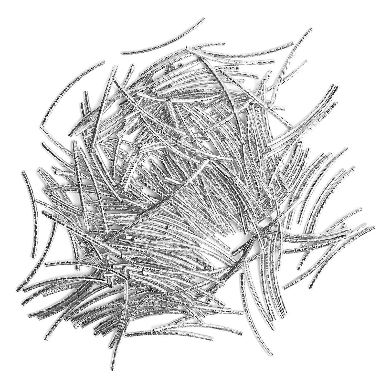 200 Stück gebogene Nudelrohr-Abstandshalterperlen, lang, glatt, Twist, DIY-Schmuckherstellung, Zubehör, Silber