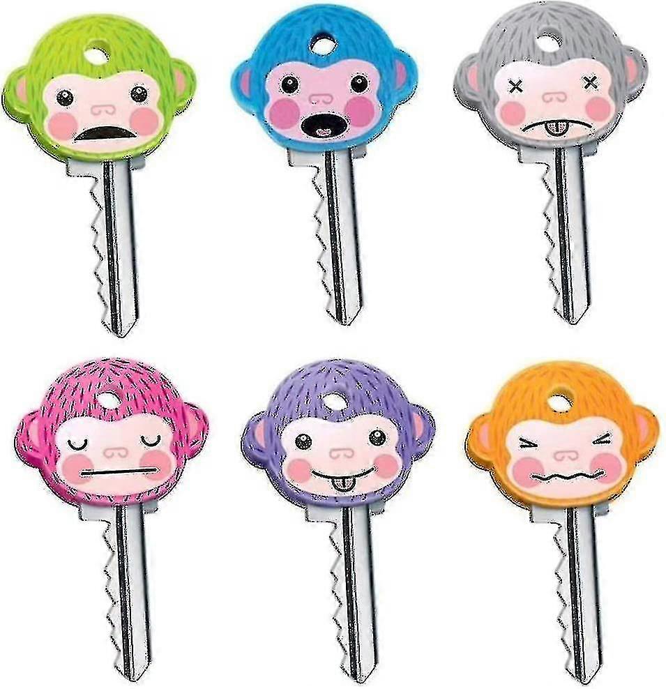 6 Pcs Key Caps Covers Cute Monkey Key Covers Fits Most Standard Keys Made For Easy Identifying Door Keys