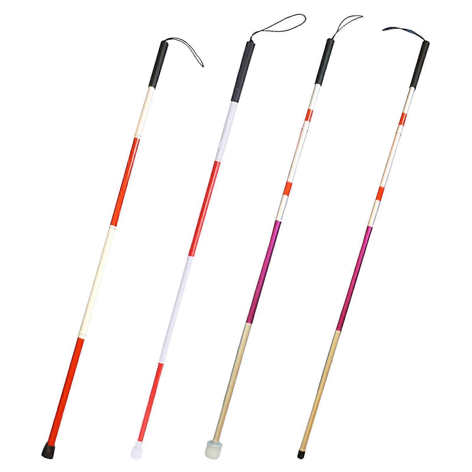 Portable Folding Mobility Cane Reflective Balancing Mobility Aid Lightweight 4 Section Walking Stick for Blind Vision Impaired