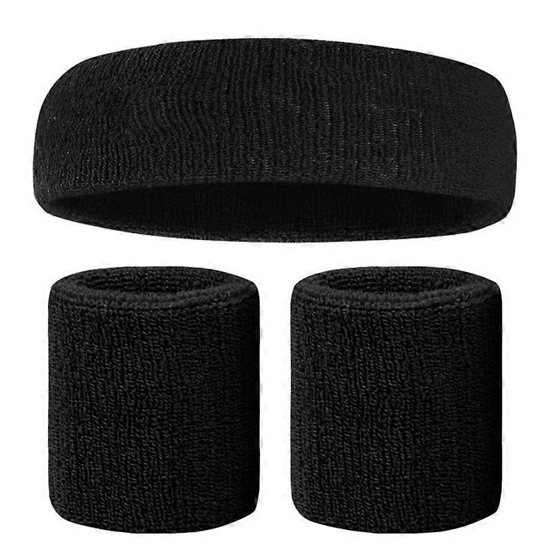 Sweatbands Set Colorful Headband Wristband Elastic Athletic Sweat Absorbing Sweatband for Men and Women