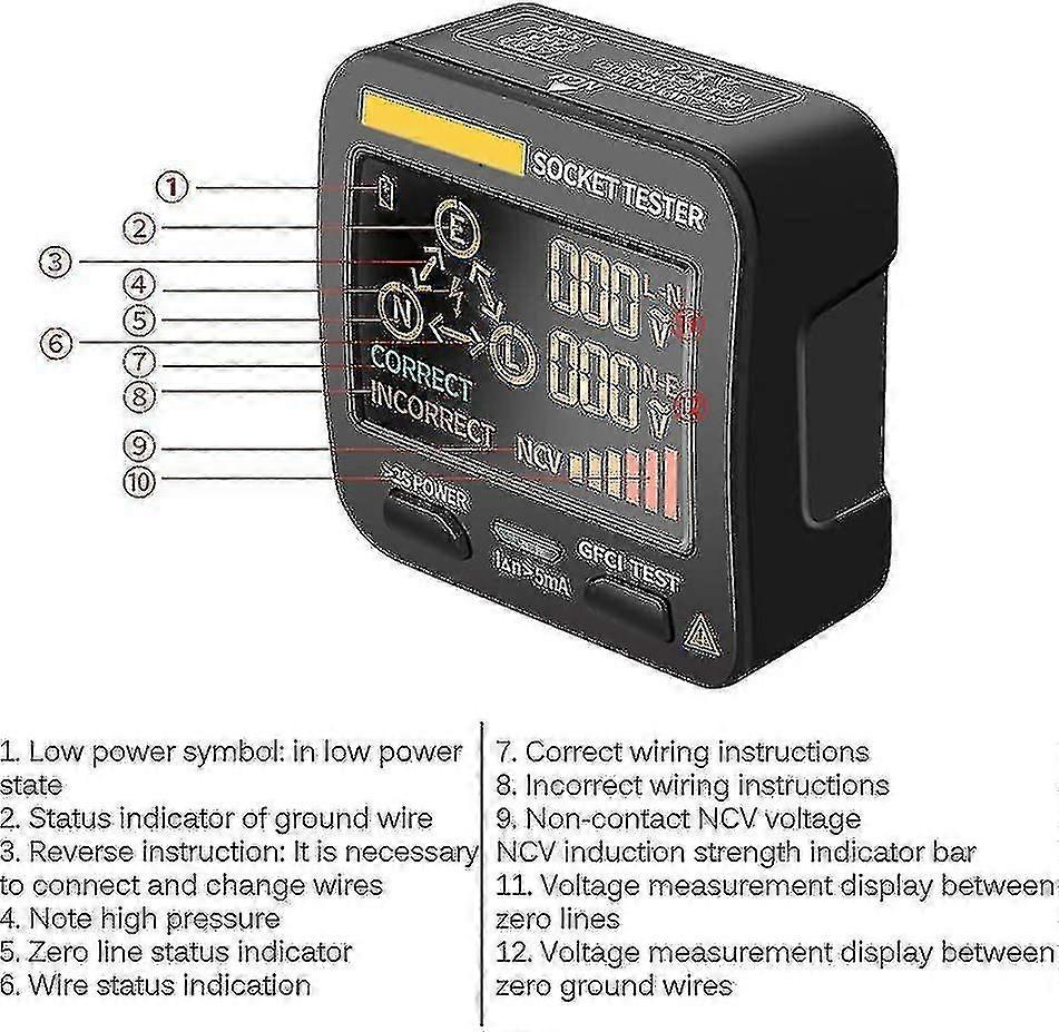 Voltage Tester Digital Lcd Display Smart Socket Tester Eu Plug Rcd Detector Bias Electroscope For Mains Phase Test Socket For Ac11 Tangrui