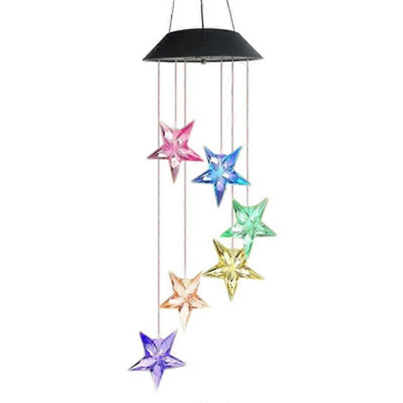 Wind Chimes Outdoor Color-Changing Waterproof Mobile Romantic Led Solar Powered Star Wind Chimes