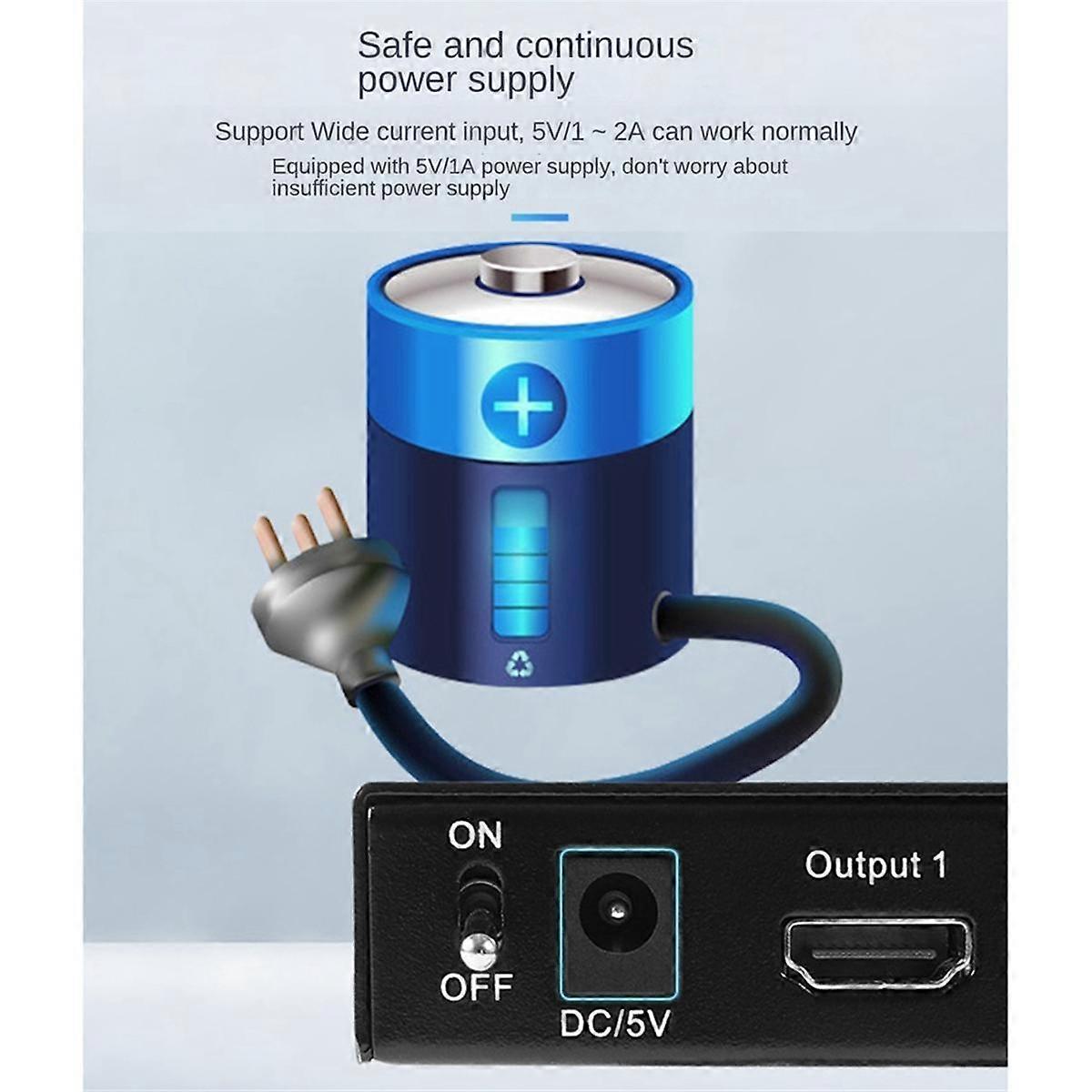 One Input Two Output Splitter Frequency Divider 4K 30HZ -Compatible Screen Divider Converter with