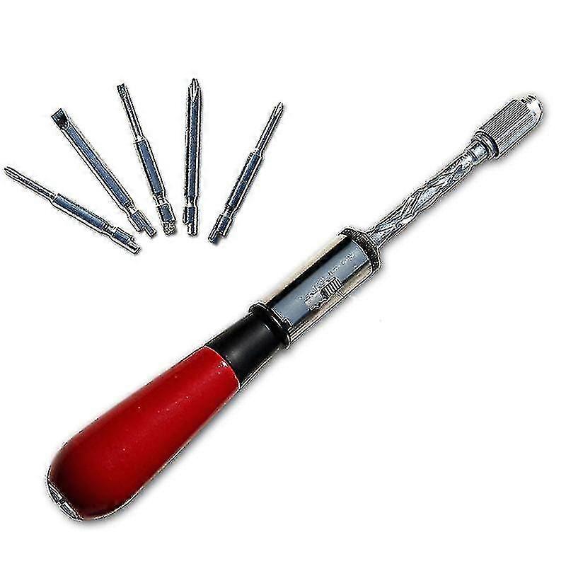 Semi-automatic Spiral Screwdriver, Ratcheting Hand Pressure With Slotted And Phillips Bits