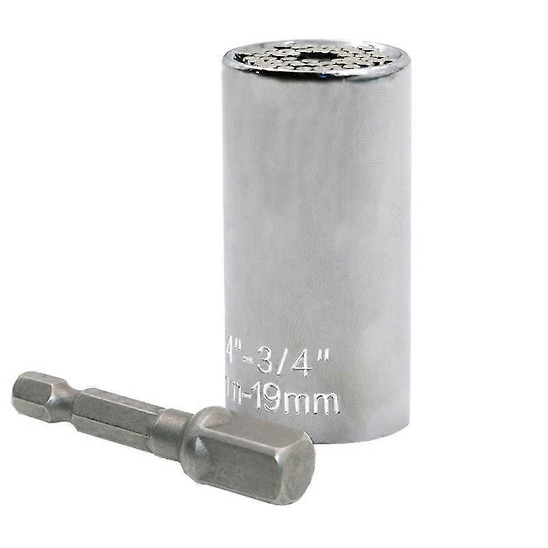 Universal Socket Wrench, Self-Adjusting Socket Fits Standard 7-19mm with Ratchet Wrench Power Drill Adapter