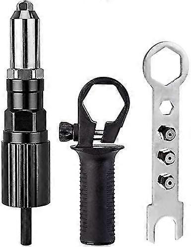 Electric Rivet Gun Adapter Kit, Professional Cordless Riveting Drill Adapter Riveter Insert Nut Hand Tool (1set, Black)