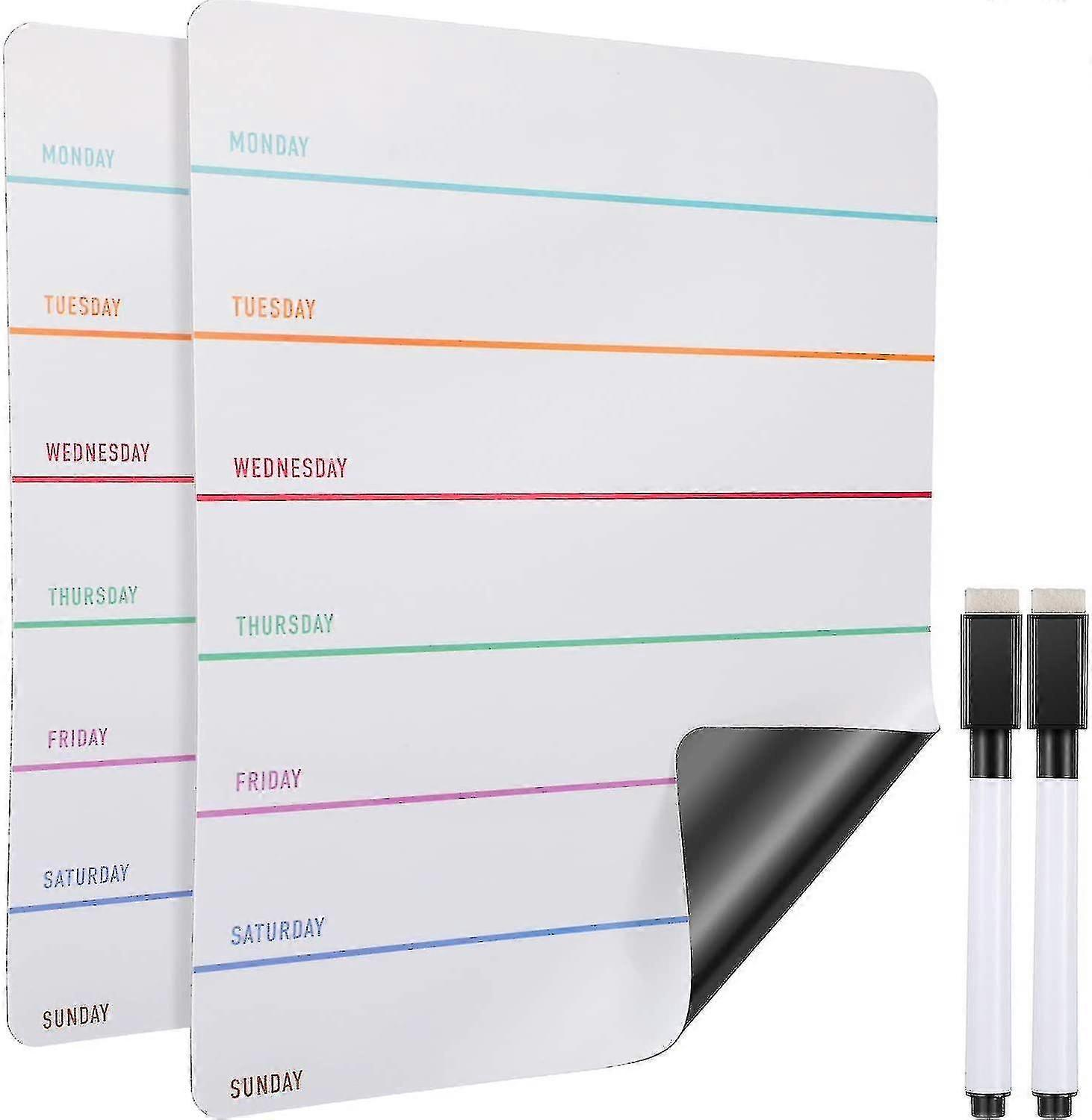 2個磁気週刊ドライ消去ボード消去可能な週刊カレンダーホワイトボード