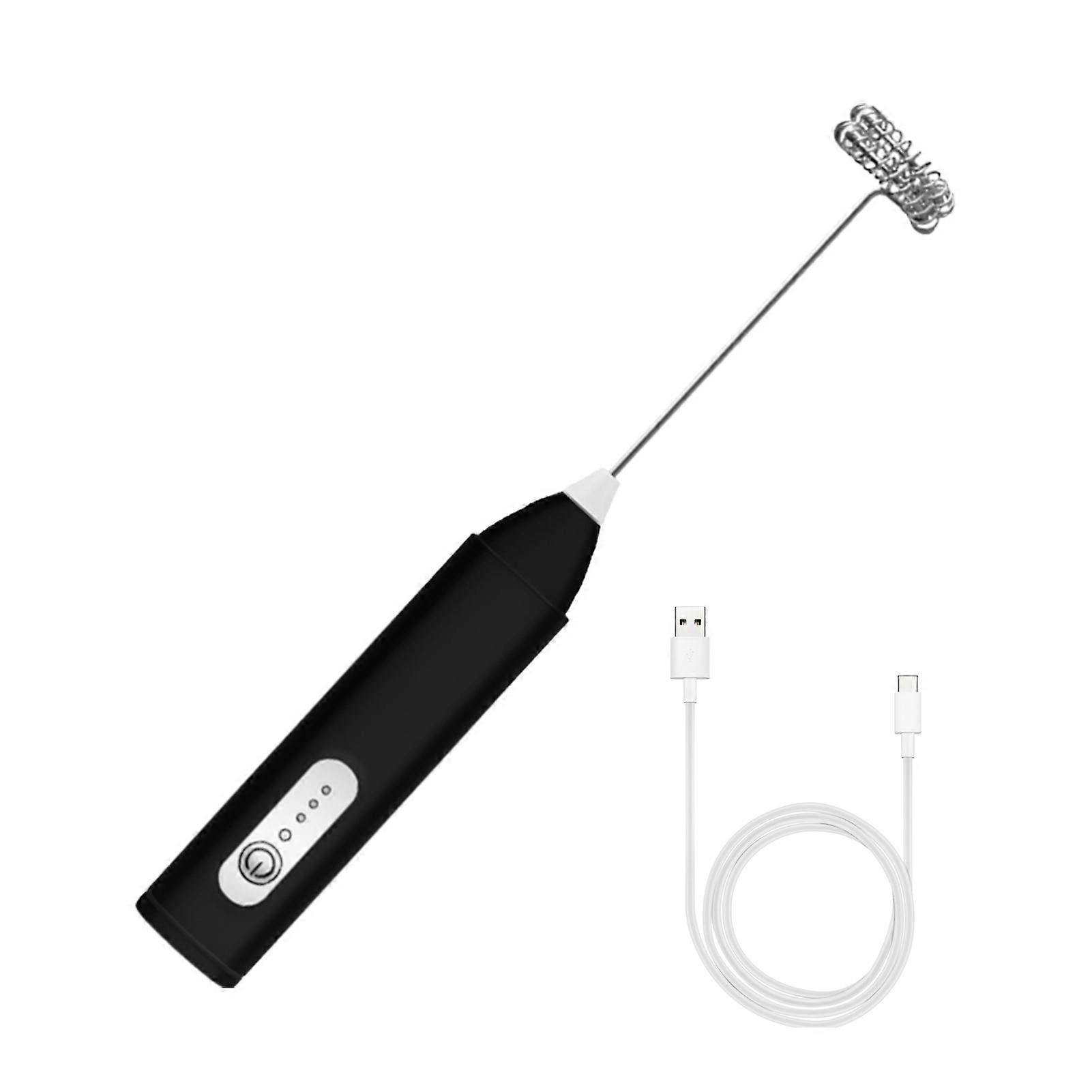 Electric Milk Frother Mixer Type C Rechargeable Handheld Drink Stirrer 3-Speed Whisk Wand Powerful Motor Noise-Reducing Foam Mixer for Matcha Latte Ca