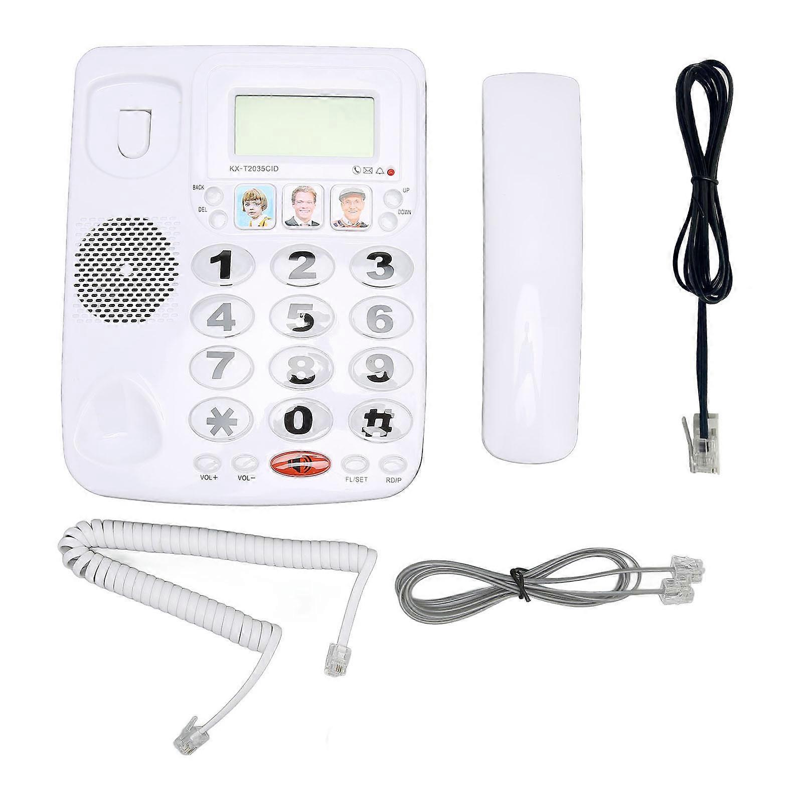 Corded Phone Dual Port Clear Sound Last Number Redial Mute Function Volume Adjustable Desktop Landline Phone White YEMMA