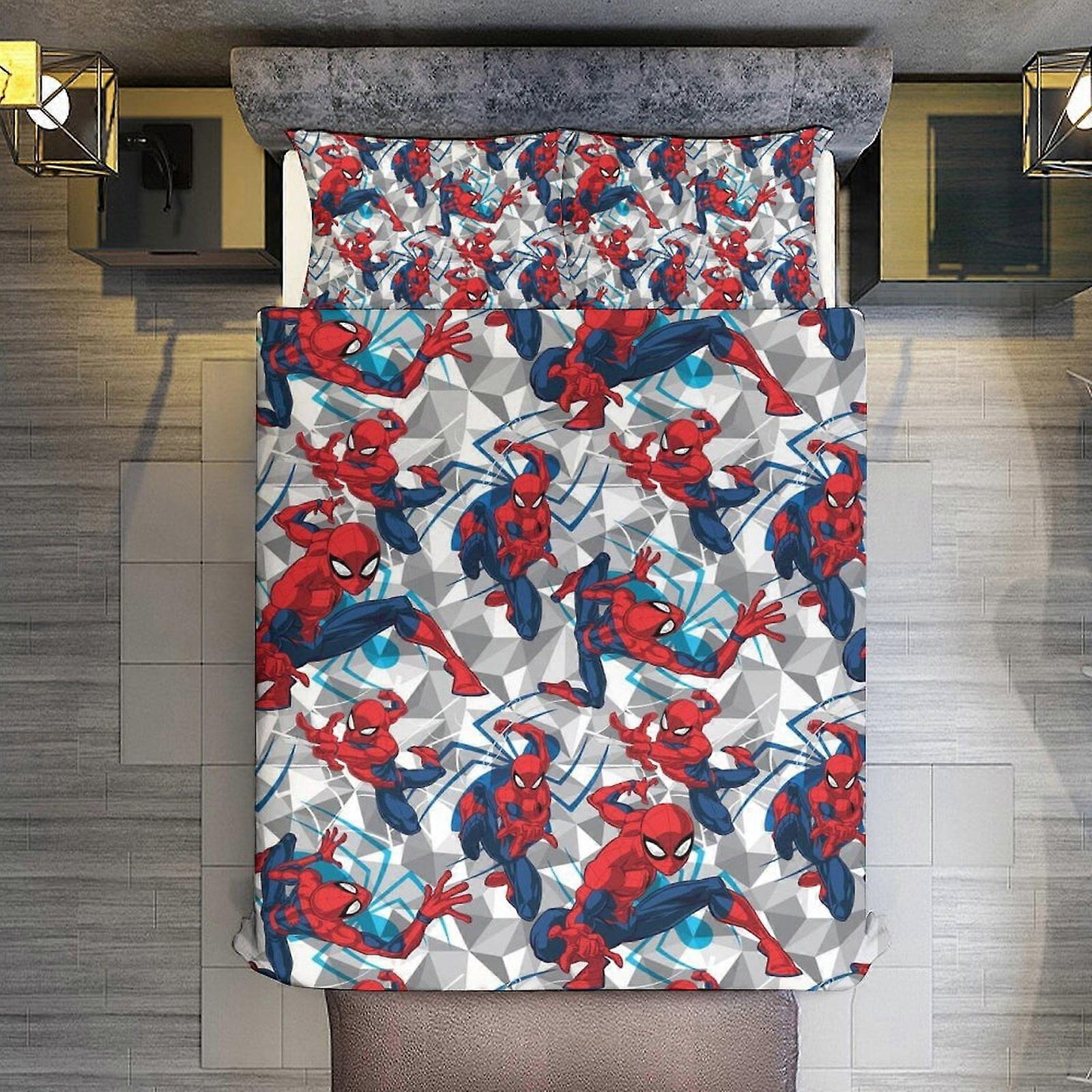 v3072 Lakan Sängkläder 3-delat sängkläder, Spider-Man Geo Packed Täcke Set för barn pojkar tonåring män Tween 3D lätta mikrofiber sängkläder set 