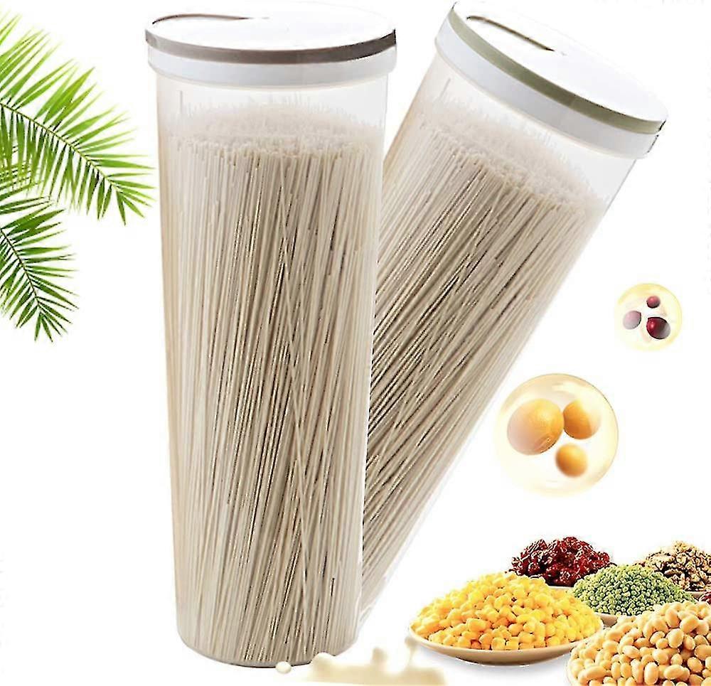 Pasta Containers, 2 Pack Grain Storage Containers, Multipurpose Kitchen Plastic Storage With Rotating Lid