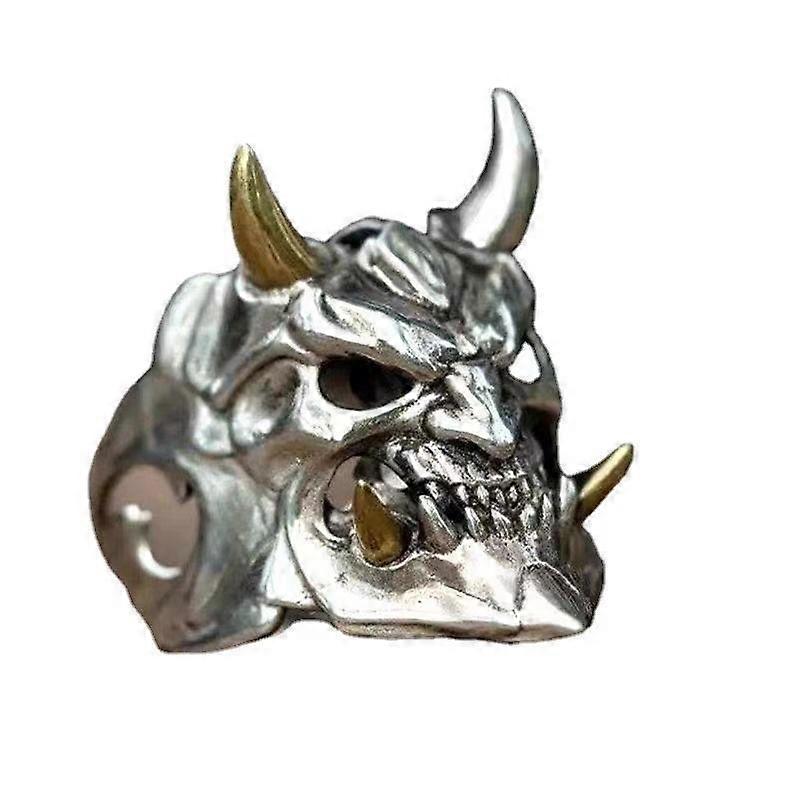 Cool Men's Vintage Gothic Skulls Ring Fanged Skull Details Ring Jewelry Gift