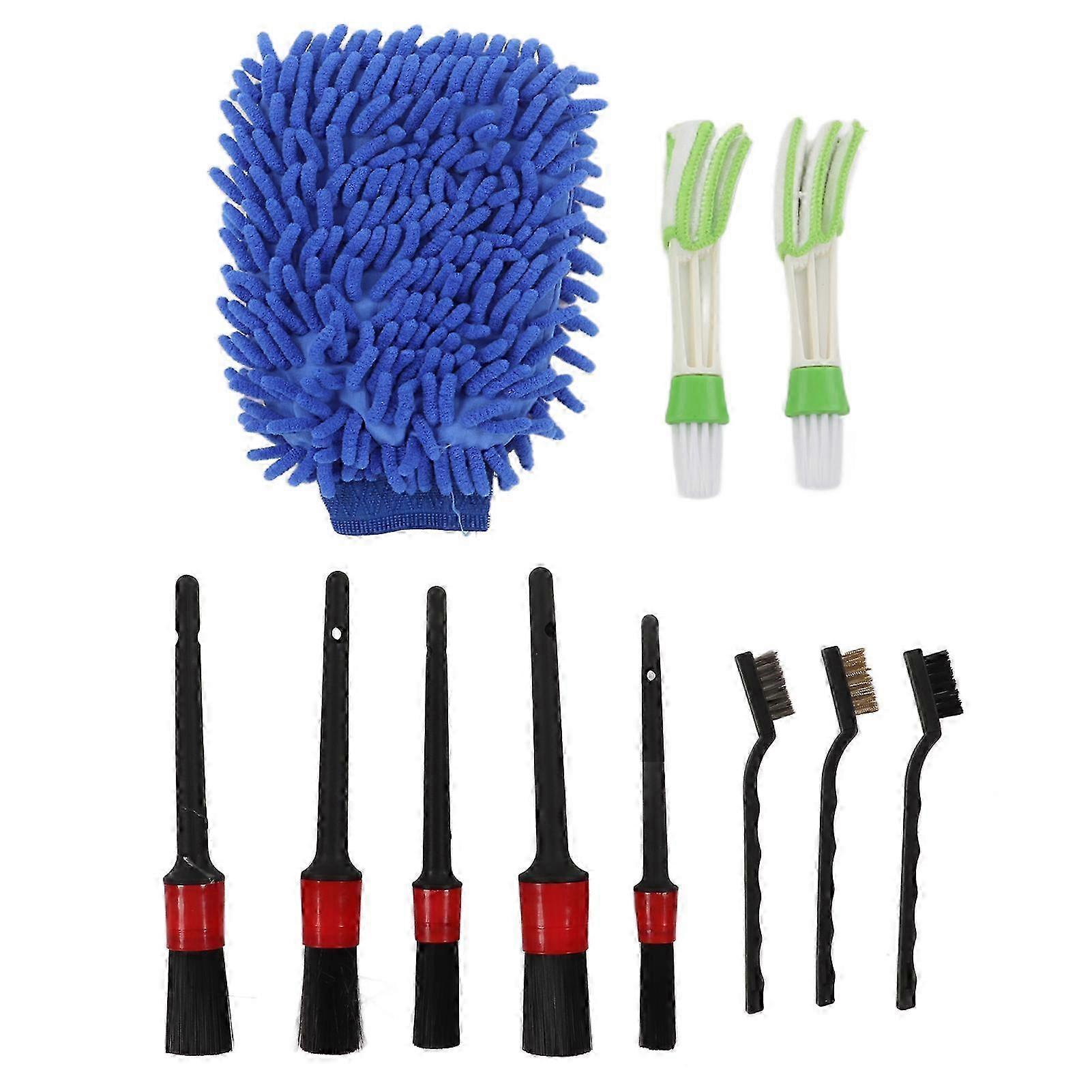 11PCS De Voiture Nettoyage Detailing Brosse Set Intérieur Extérieur En Plastique pour Roues Essuie-glaces Vitre GlassBlue