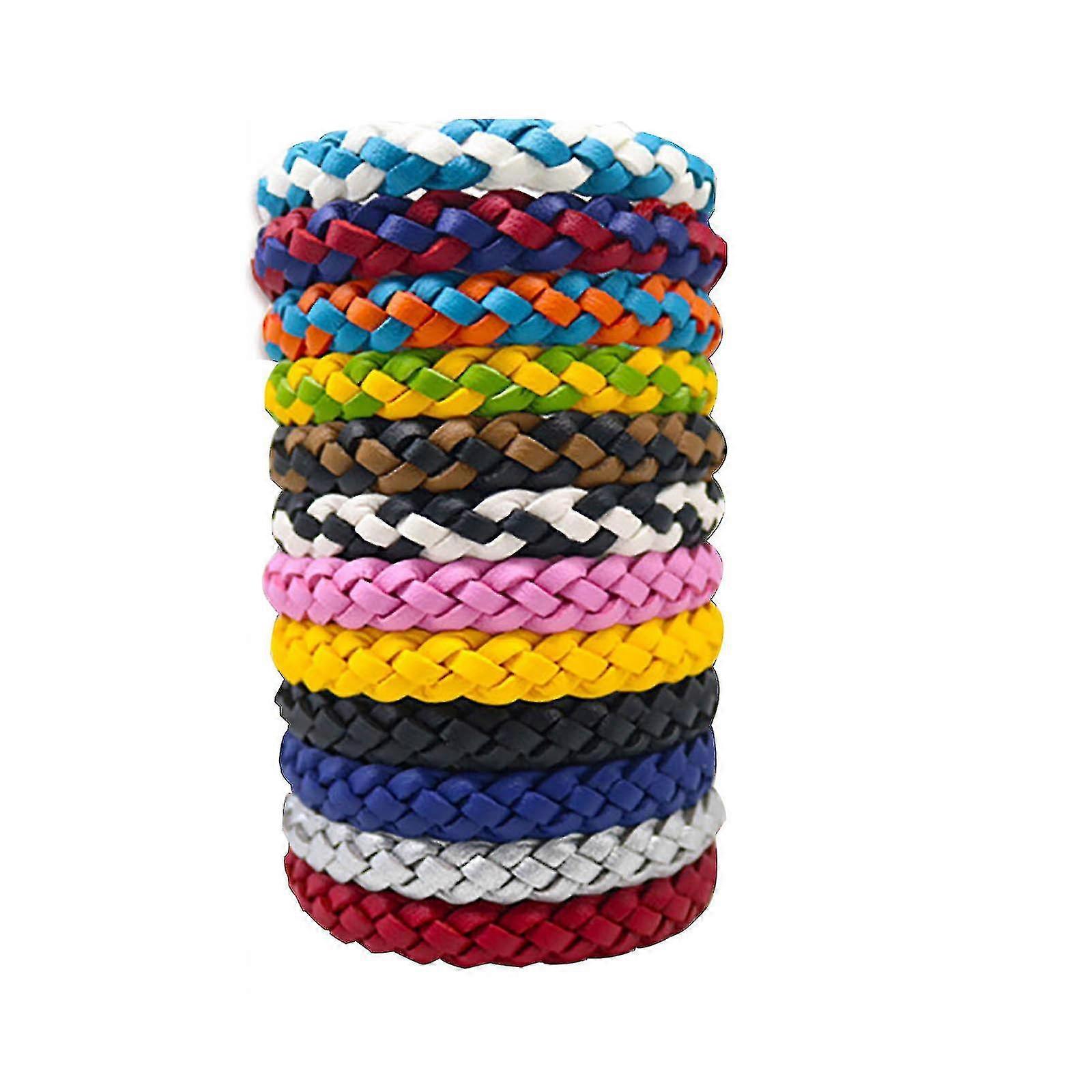 12Pcs Leather Mosquito Repellent Bracelet