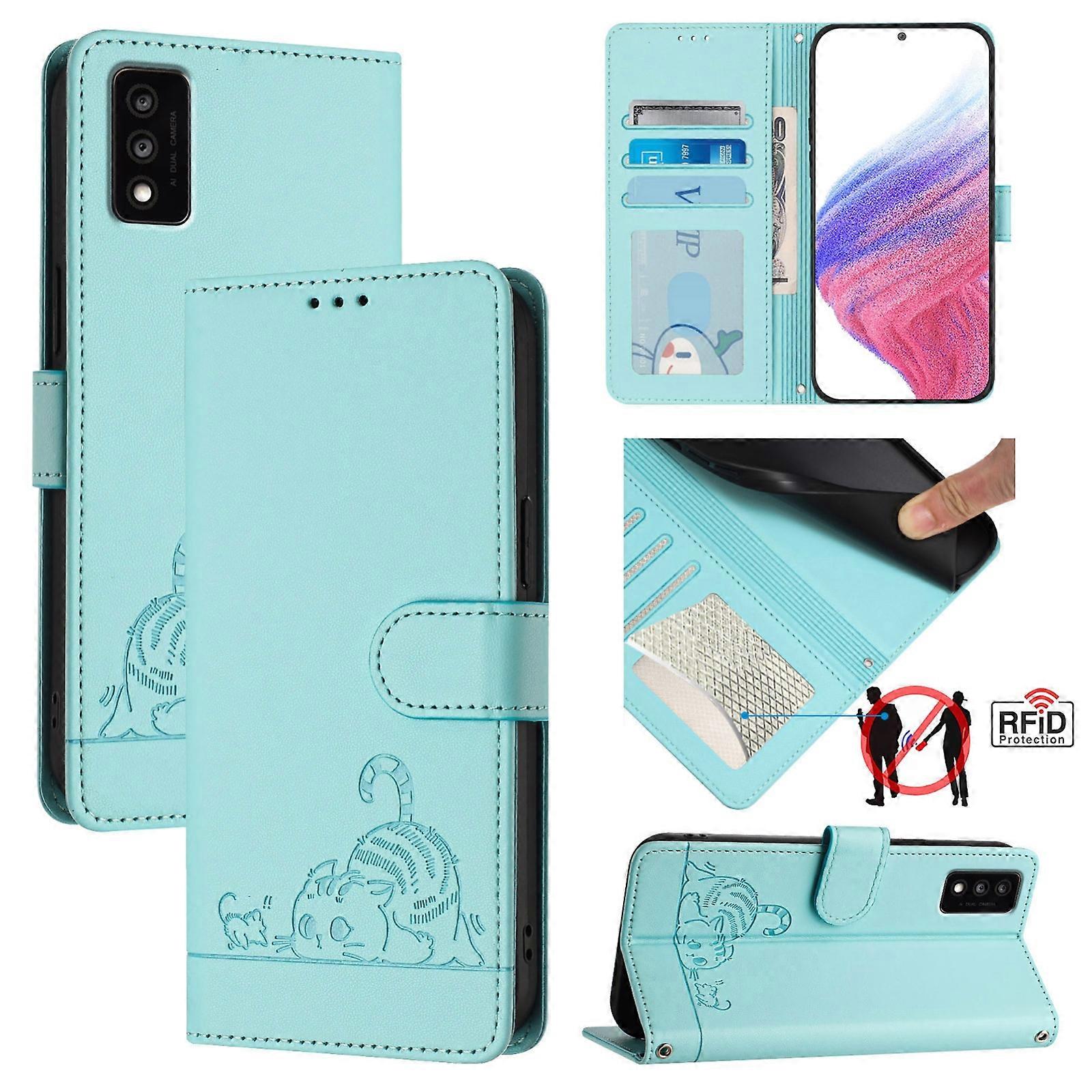 Cat Rat Pattern PU Case For TCL 30T T603DL