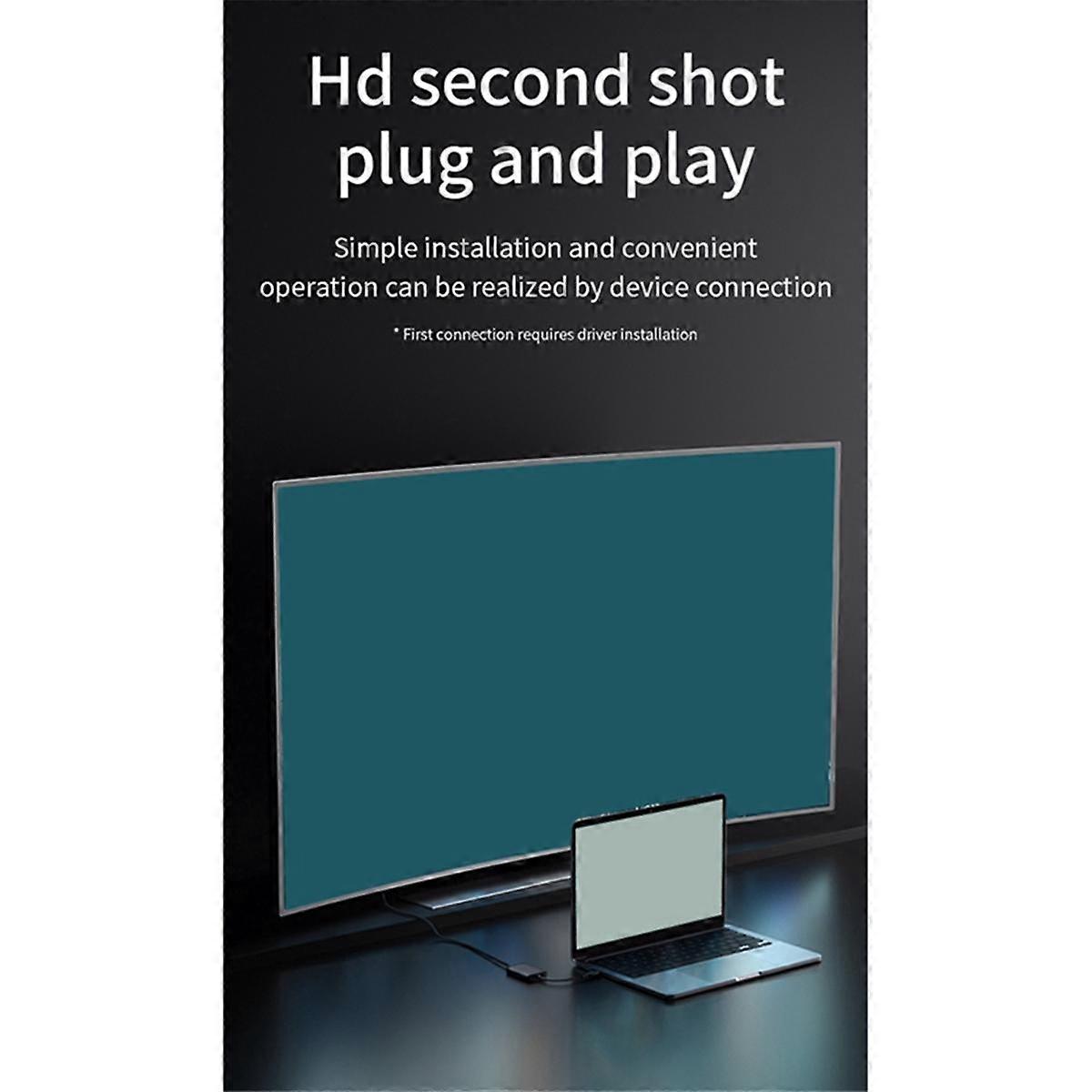 Type-C USB3.0 to Dual -Compatible 1080P 60Hz HD Converter for Dual-Screen Simultaneous Display of D