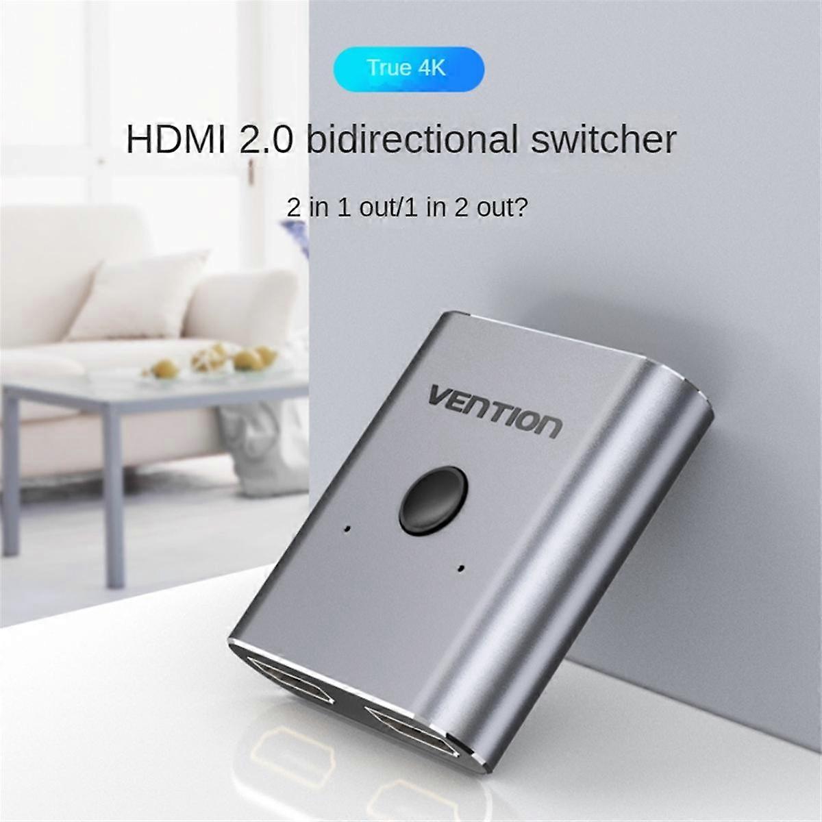-Compatible un-à-deux 2.0 Switch Two-en-One Out Décodeur 4K 60Hz Tv Ordinateur HD Câble, Argent-G