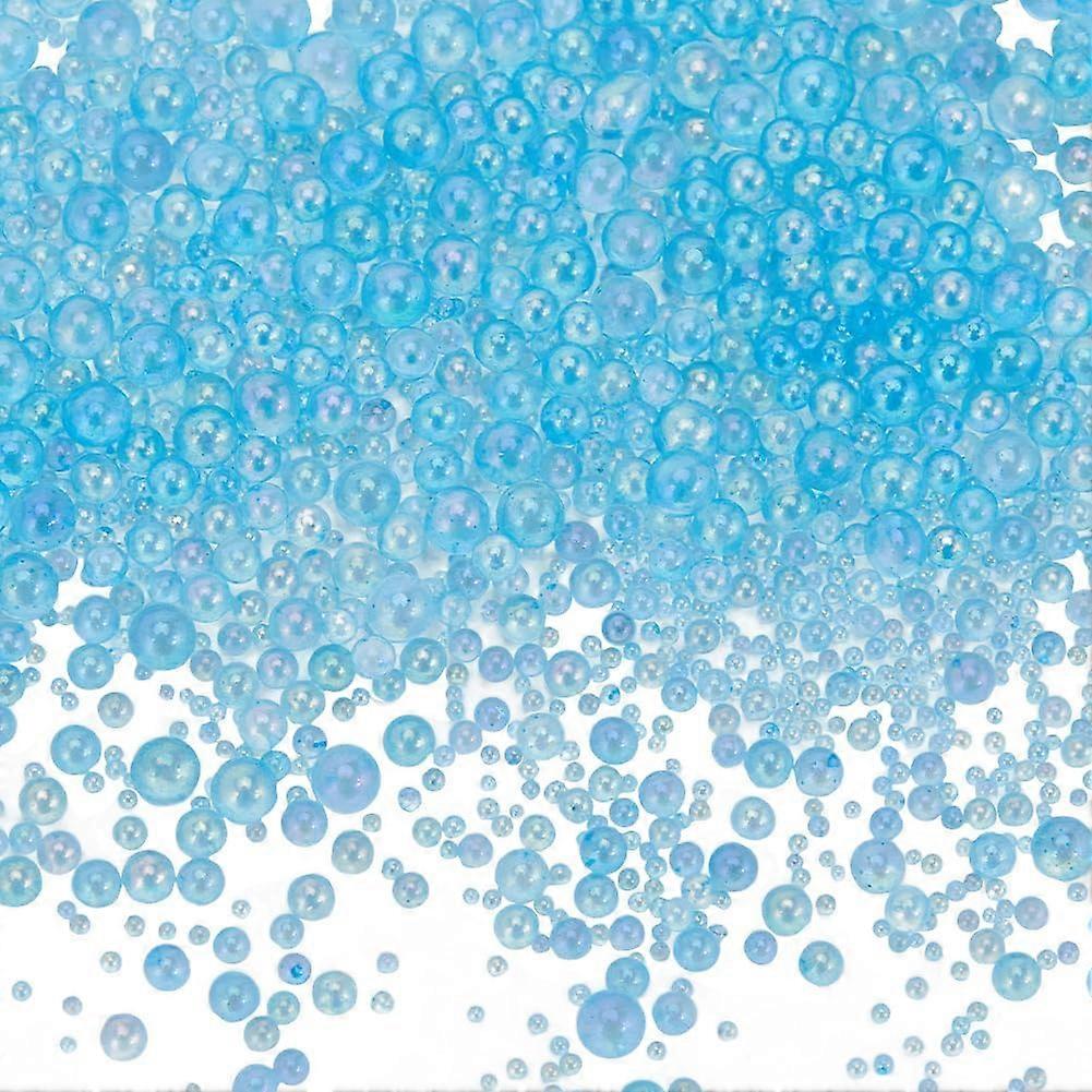 1 Box 100G Bubble Glass Bead Bulk Small Vase Filler Beads Transparent Blue Magical Water Droplets Round Loose Miniature No Hole Bead for DIY Crafting