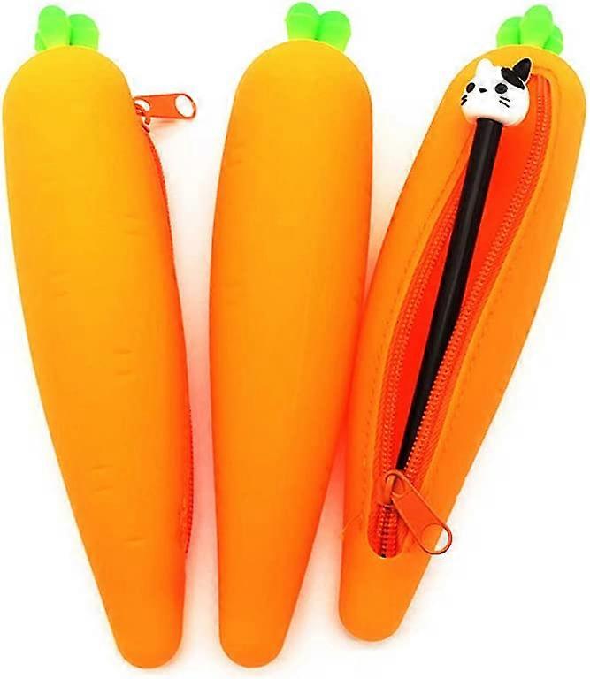 Baicccf Trousse à crayons motif légumes mignons fermeture éclair en silicone trousse à crayons trous