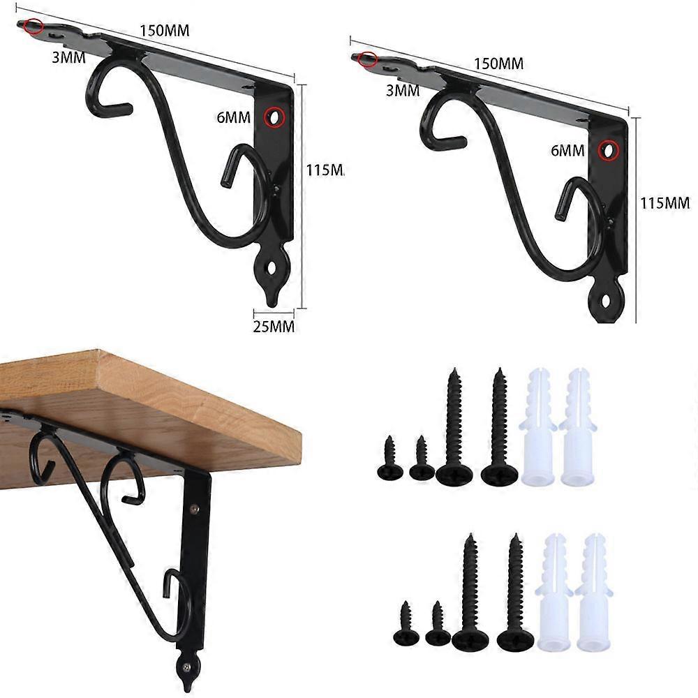 2-piece set (black, about 150*115*25mm) folding table stand Triangular Console, Split Shelf, Right Angle Iron Frame, Wall Support Frame, Laminate Fram