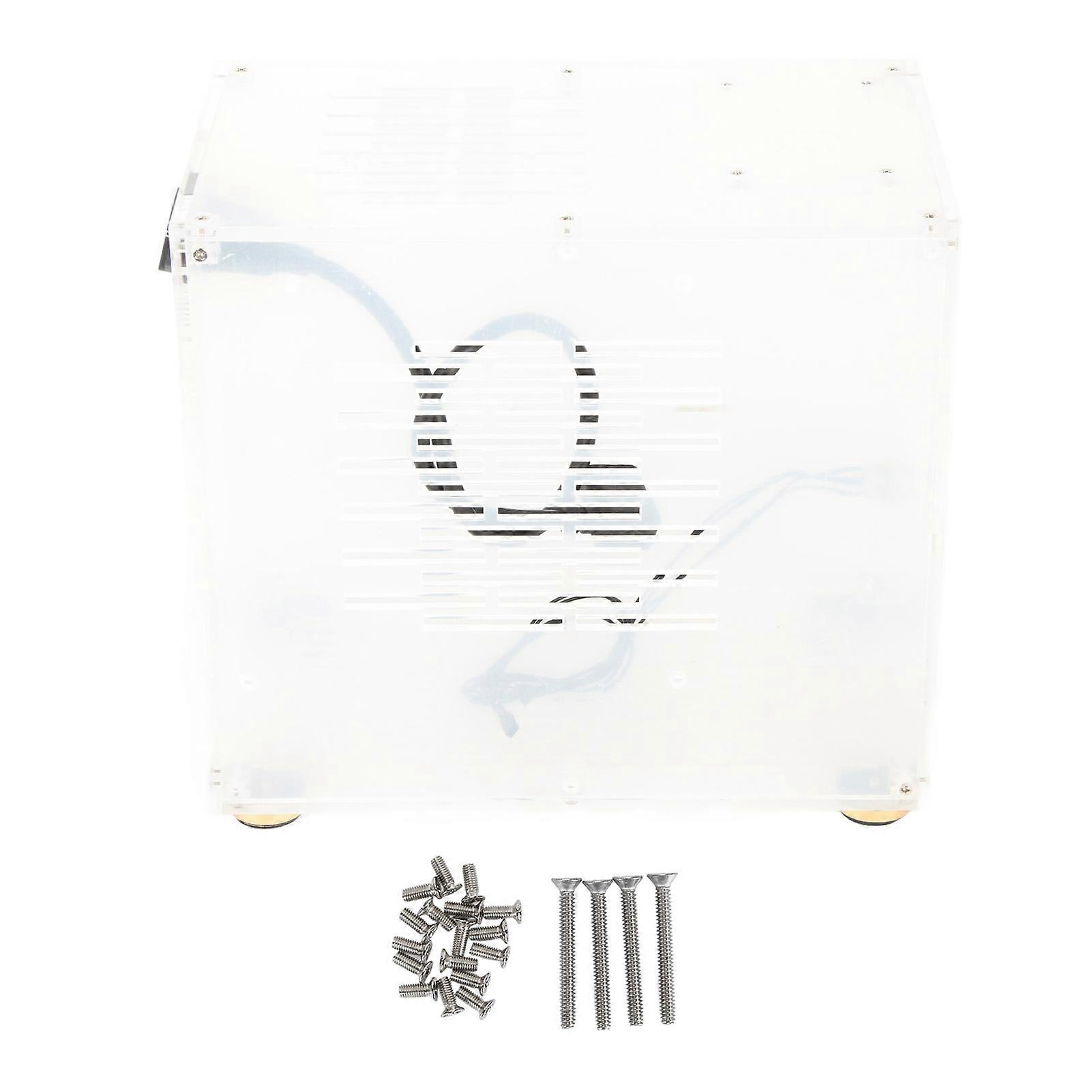 Transparentes Mini-ITX-Gehäuse aus Acryl, 360 Grad offene Hohlkühlung, DIY-Mini-ITX-Computer-Gaming-Gehäuse für Desktop-PC, 100–240 V