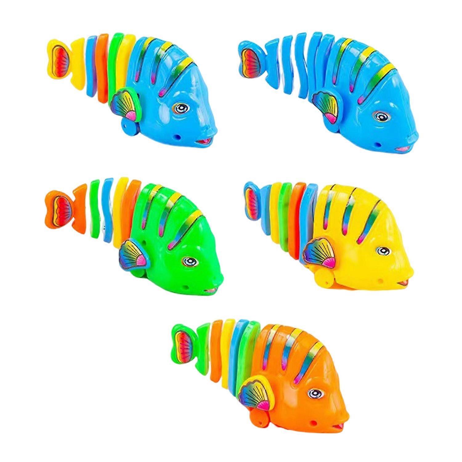 3Pcs Wind-up Wiggle Fish Toy Portable Spring Clockwork Rocking Fish Toy Colorful Cartoon Fish