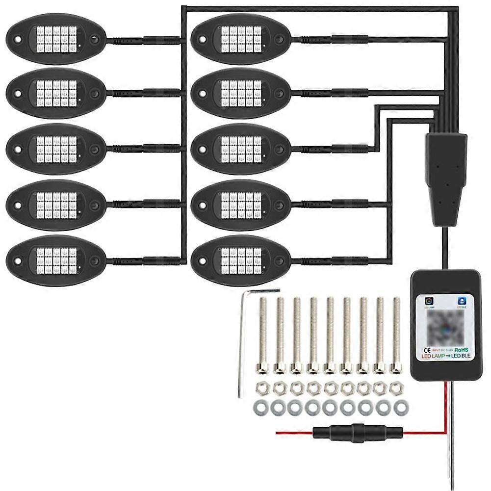 Music Sync Bluetooth APP Control 4/6/8/10 In 1 RGB LED Rock Lights Car Chassis Light Undergolw for Jeep Off-Road Truck Boat