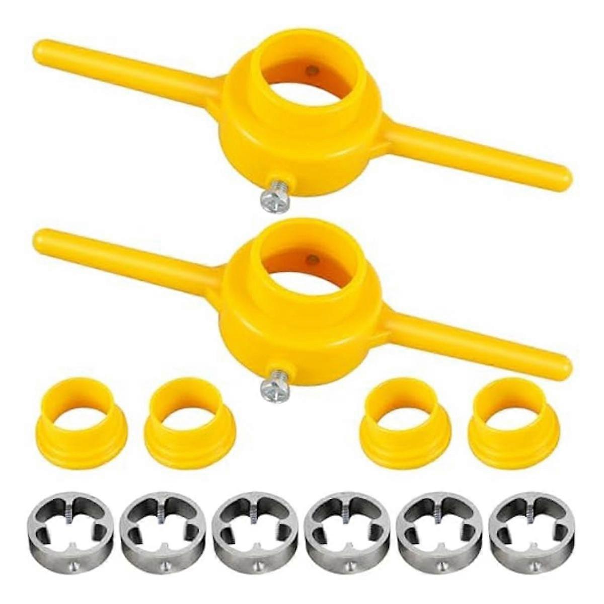 2sets Plastic Pijp Draad Die Kit, PVC Pijp Threader Loodgieterswerk Gereedschapsset, Waterpijp Die Plastic Pijp Die Tap Wrench Set