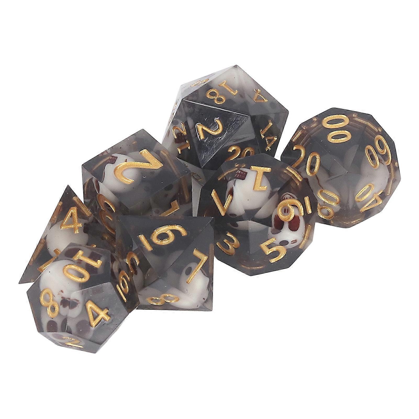 Polyhedral Dice Set Transparent Skull Epoxy Resin for Role Playing Math Teaching Table Games