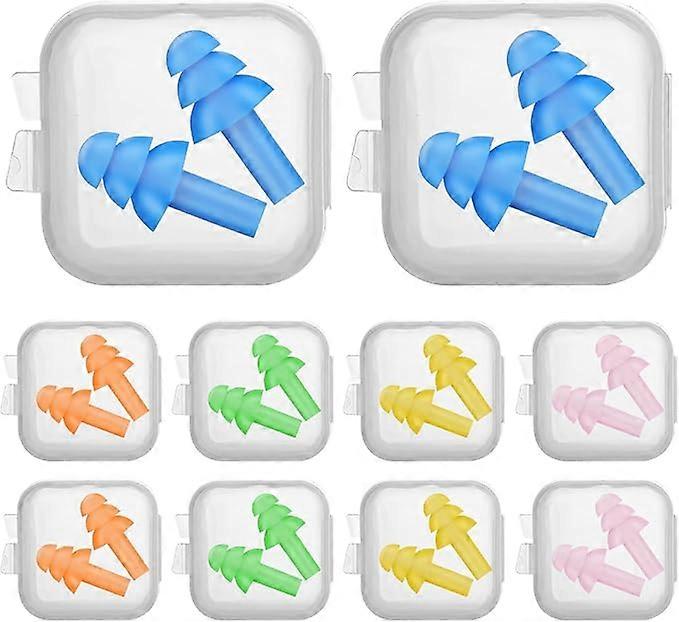 Reusable Silicone Earplugs, 10pcs Waterproof Noise Canceling Earplugs, Noise Canceling Earplugs for Sleeping, Swimming, Snoring, Concerts, Airplanes,
