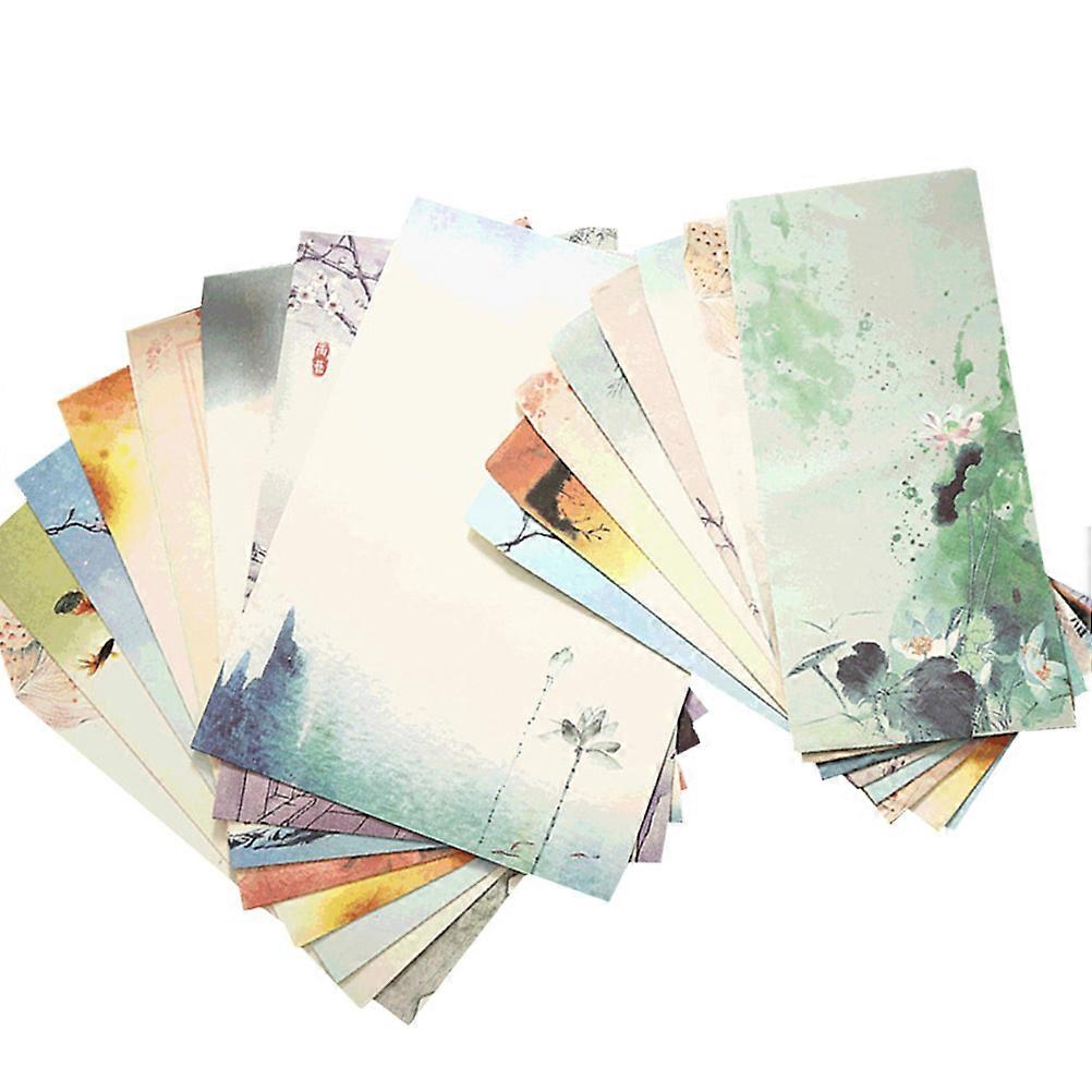 6 Sets Chinese Style Printing Envelope and Letter Set Papers Beautiful Pattern Envelopes Writing Stationery Envelope Set Random Type