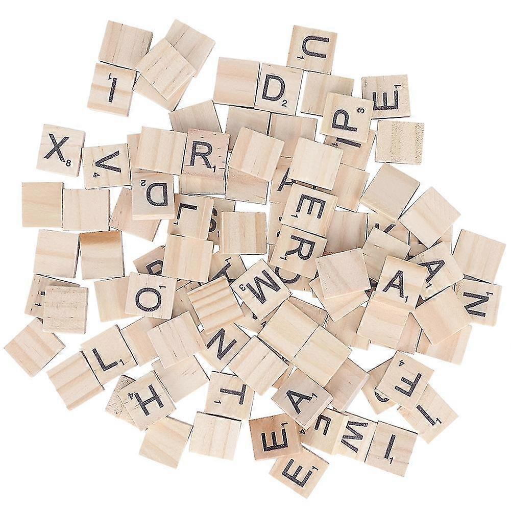 Holz Buchstabenfliesen - 100PCS A-Z Großbuchstaben für Basteln, Anhänger, Rechtschreibung