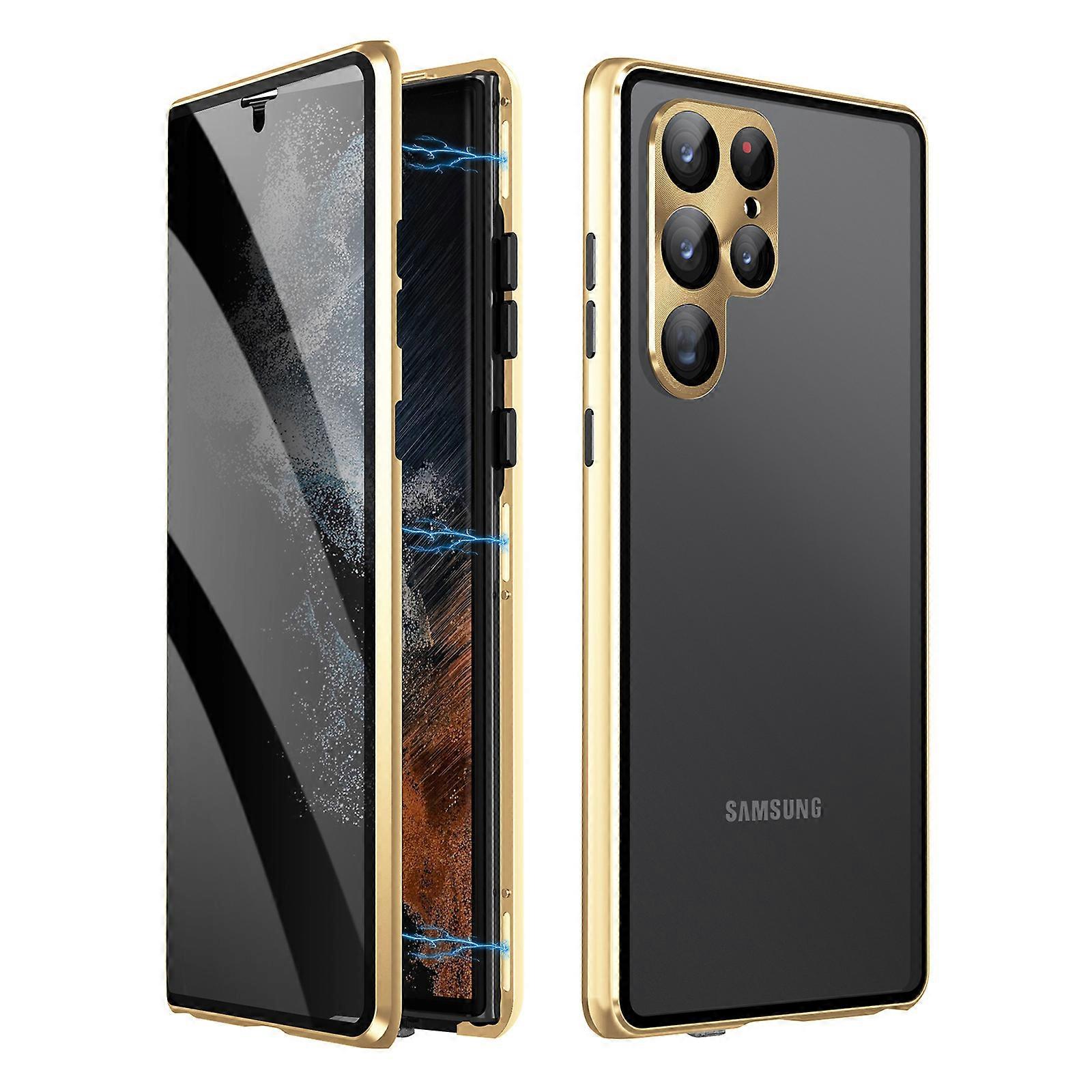 Privacy Magnetic Case for Samsung Galaxy S24, Anti Peeping Double Sided Tempered Glass Phone Case Super Magnetic Adsorption with buckle