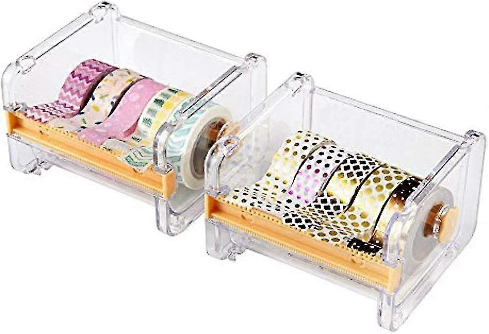 2pcs Washi סרט מתקן חותך, רול סרט מחזיק מארגן, מיסוך קלטת שולחן עבודה קלטת Diy מדבקה רול סרט חותך מחזיק אחסון