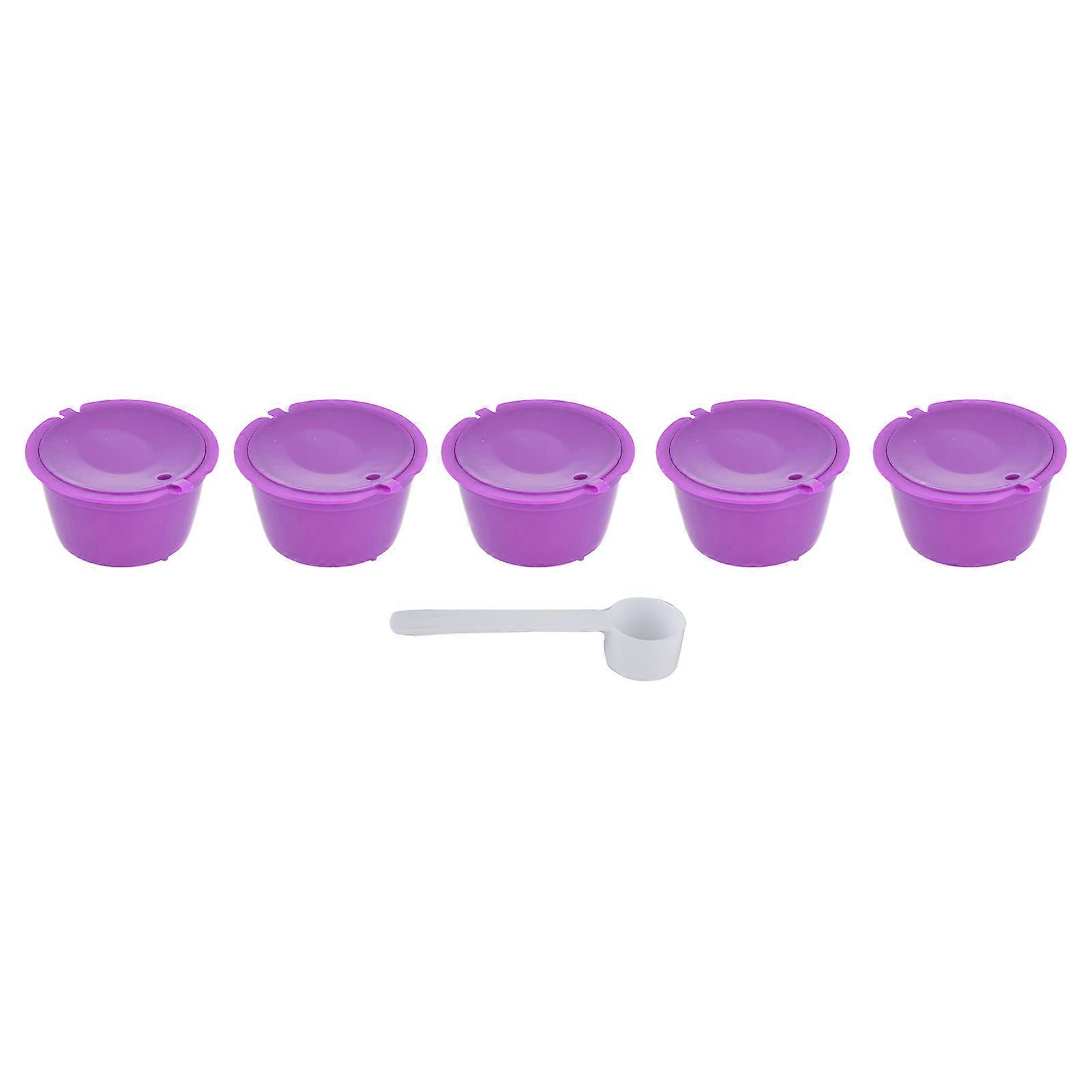 5pcs 50ml capsule de café tasse à filtre à café réutilisable avec cuillère pour machine à café DOLCE GUSTOVIOLET