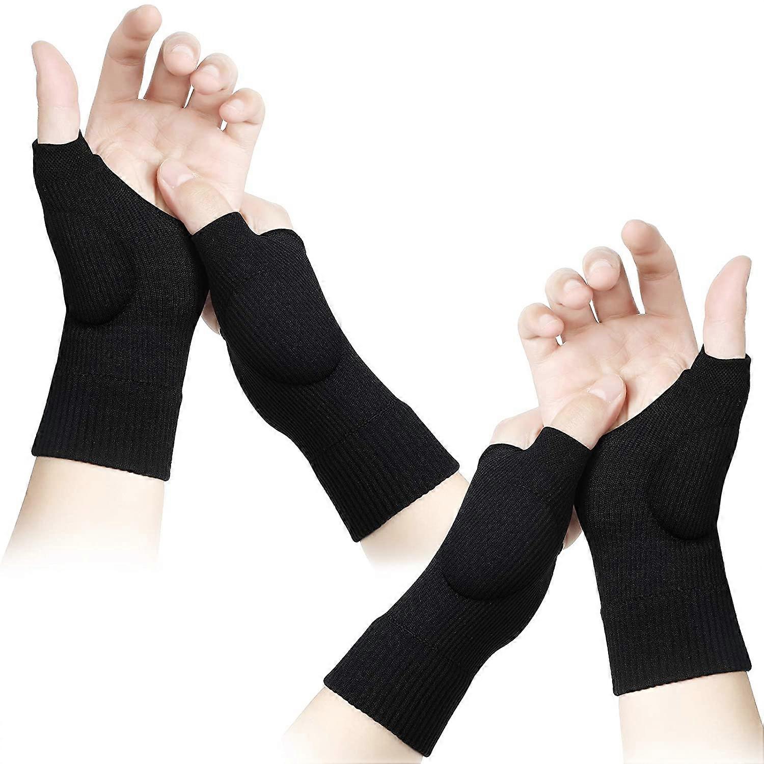 Dww-2 Paires(Noir,L) dAttelle Support de Poignet en Gel Coussinets de Blessures Pouce Gants Respirants de Compression Relief Soutien de Canal Carpien