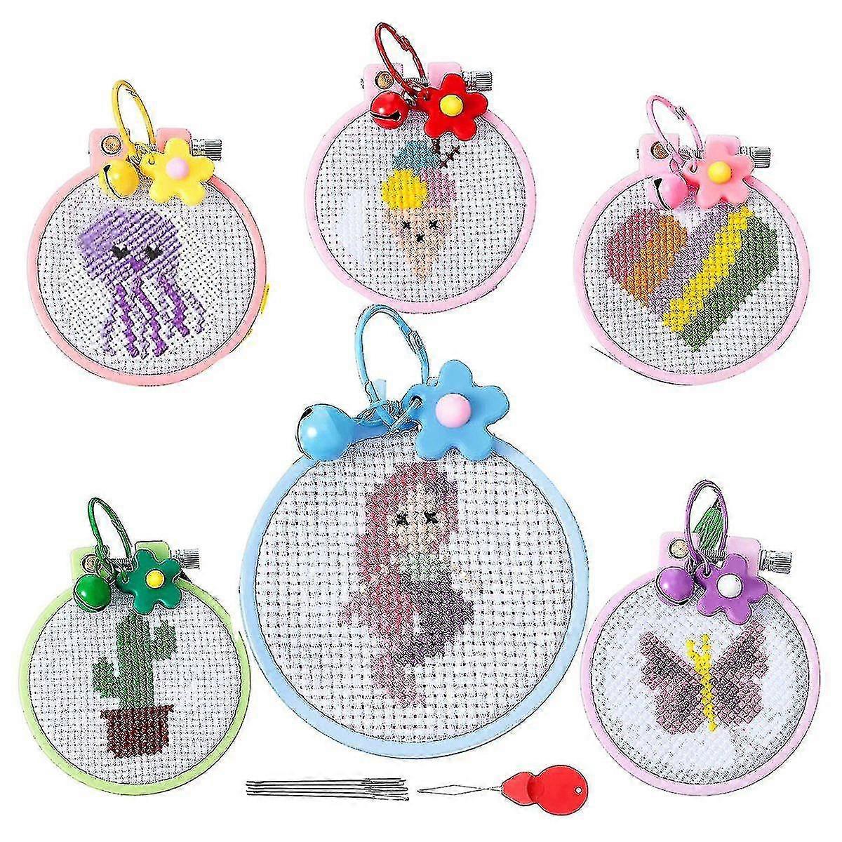 6pc - For Kids Embroidery Kit For Beginners With Stamped Embroidery Patterns - Kit Craft Supplies-A1