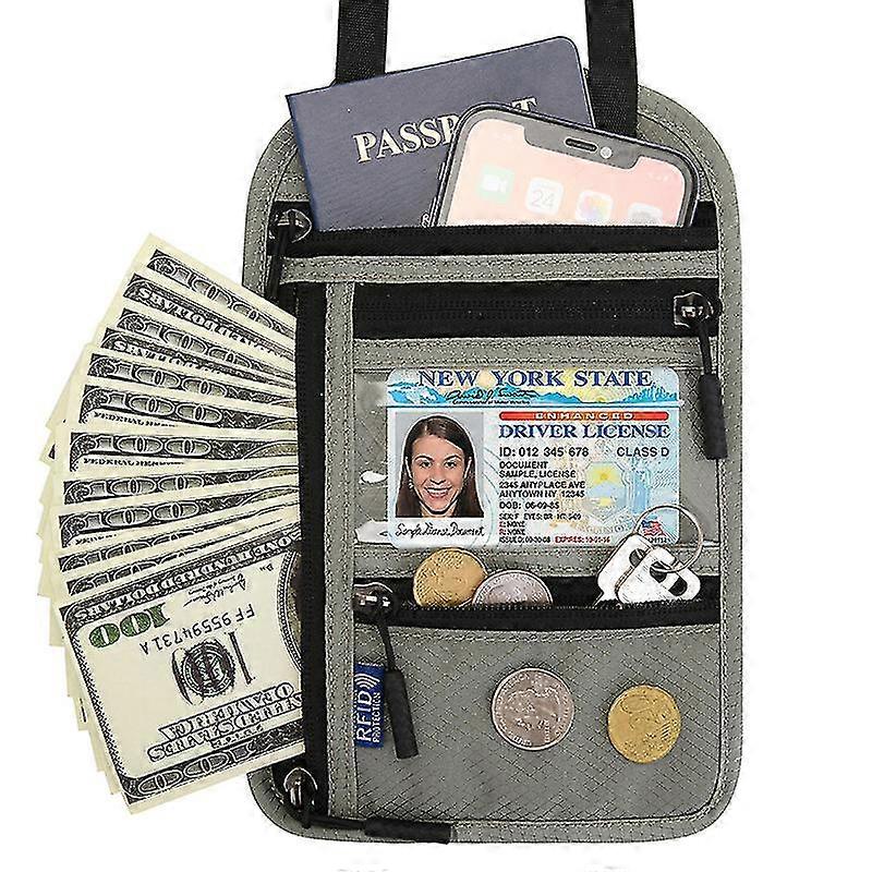 Rfid Blocking Passport Holder Wallet With Neck Pouch zipper