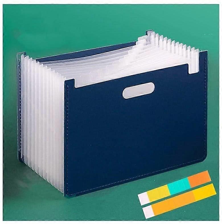 Student Multi-Layer Folders, Sorted Label Storage Box Organizer Bag, Student Multi-Function Test Paper Organizer Artifact-Horizontal Cut-Blue